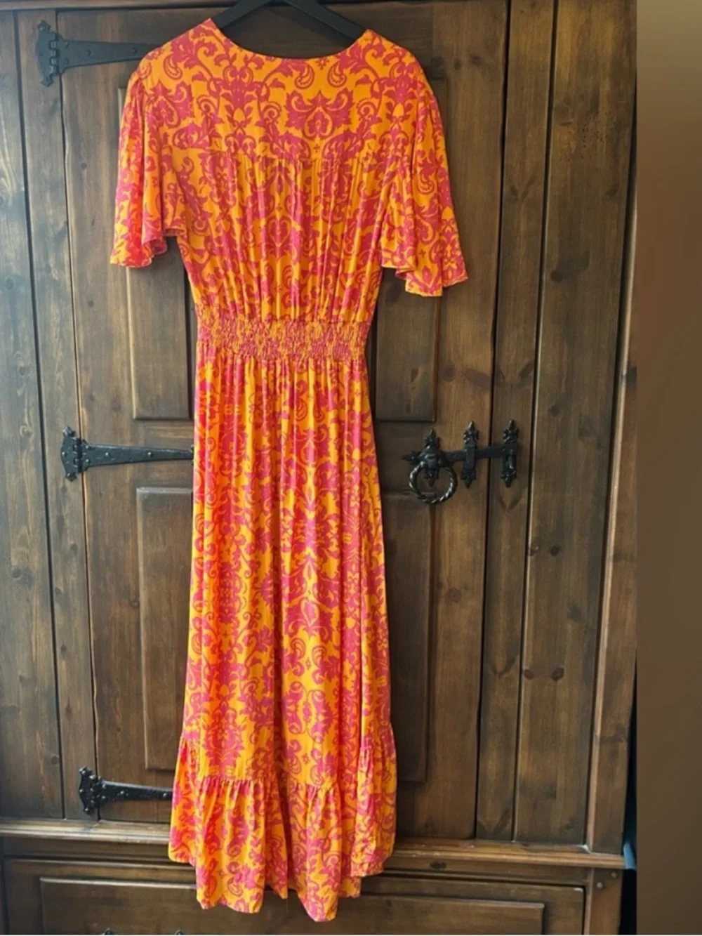 Anthropologie Abel the label Orange and Pink Floral Midi Dress. Size M. - Picture 3 of 8